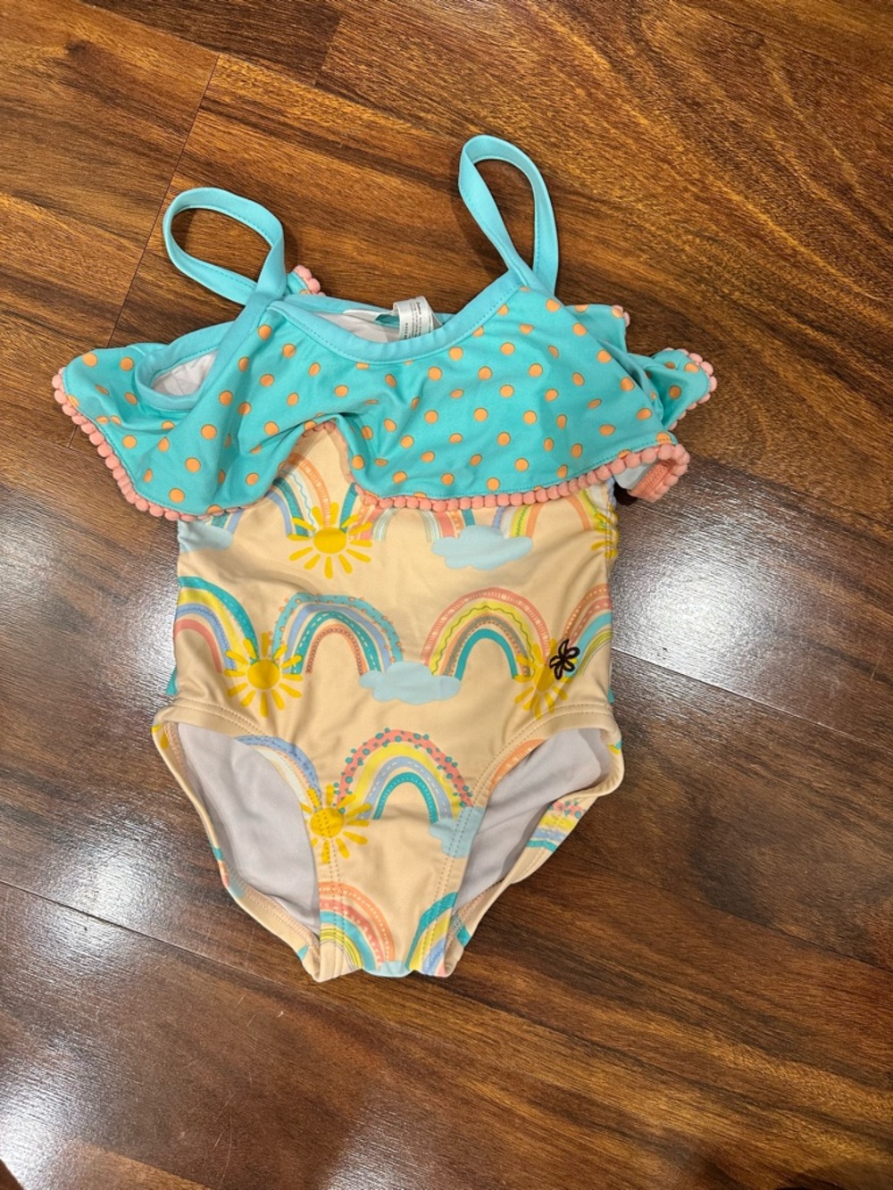 Matilda Jane Girls One-Piece Swimsuit in Aqua, Peach, Yellow